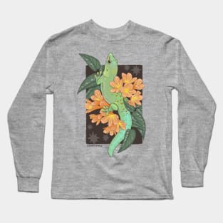 Madagascar Giant Day Gecko with Bush Lilies and Cebu Blue Pothos Long Sleeve T-Shirt